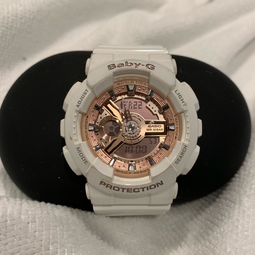 White with rose gold face Casio Baby-G watch